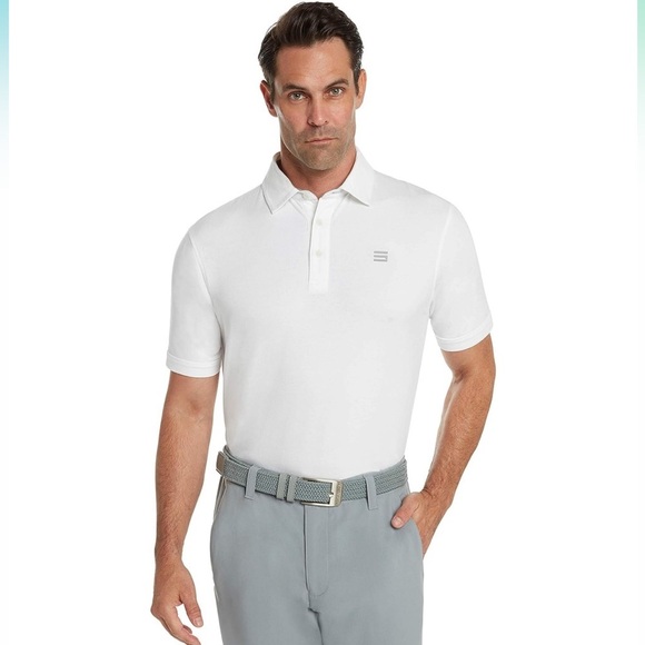 Three Sixty Six Golf Polo Shirts for Men -Cotton Collared Golf Polos SOLID WHITE - Picture 2 of 6